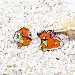 Orange Dog Brooch Pin