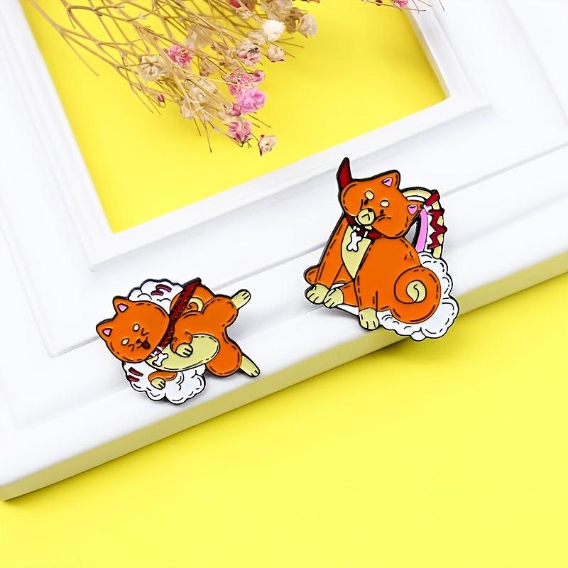 Orange Dog Brooch Pin