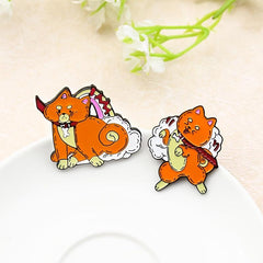 Orange Dog Brooch Pin