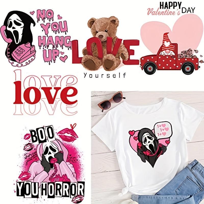 6pcs Bear Ghost Graphic Iron On Transfer Decals For Men