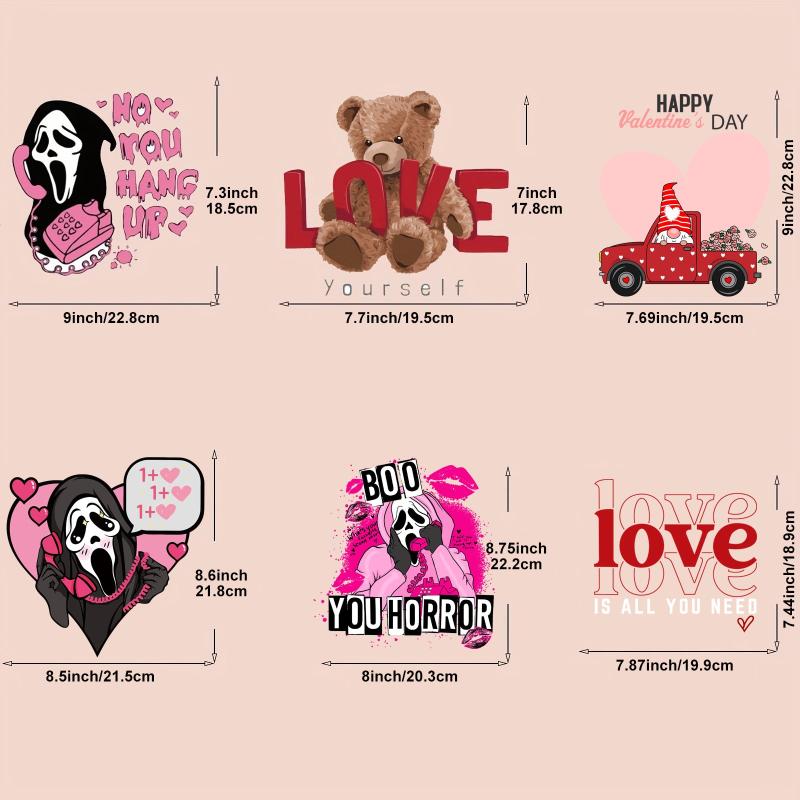 6pcs Bear Ghost Graphic Iron On Transfer Decals For Men