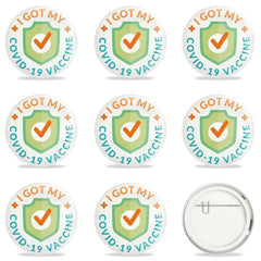 9 Pcs COVID 19 Vaccine Buttons For Men's Women's Brooches