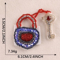 2pcs Bead Lock Key Embroidery Patches DIY No Back Glue Hand Sewing Cloth Sticker
