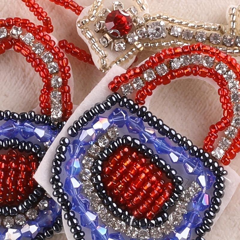 2pcs Bead Lock Key Embroidery Patches DIY No Back Glue Hand Sewing Cloth Sticker