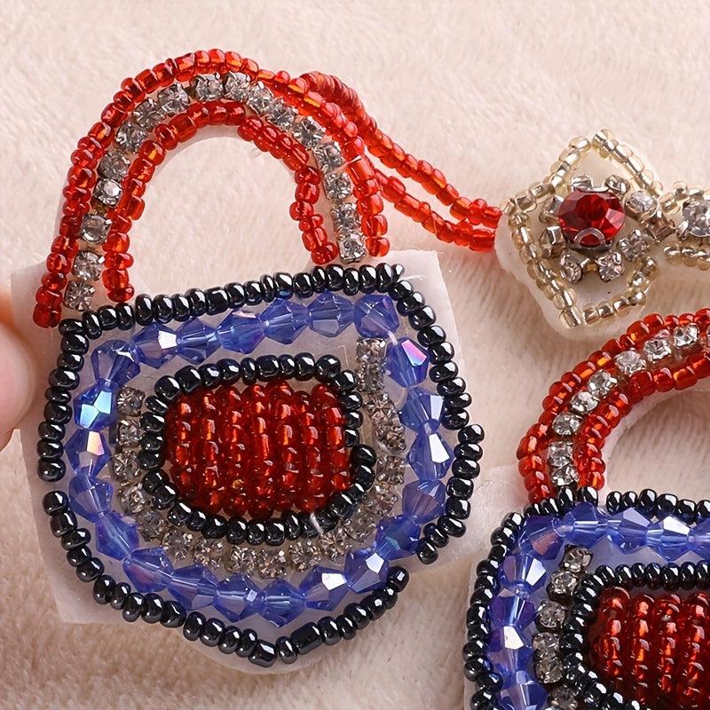 2pcs Bead Lock Key Embroidery Patches DIY No Back Glue Hand Sewing Cloth Sticker