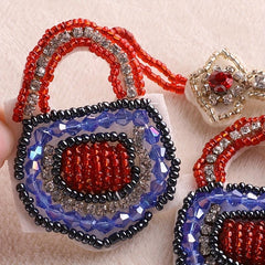 2pcs Bead Lock Key Embroidery Patches DIY No Back Glue Hand Sewing Cloth Sticker