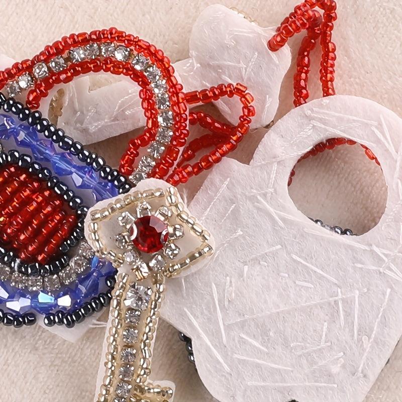 2pcs Bead Lock Key Embroidery Patches DIY No Back Glue Hand Sewing Cloth Sticker
