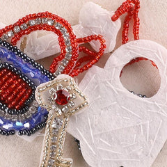 2pcs Bead Lock Key Embroidery Patches DIY No Back Glue Hand Sewing Cloth Sticker