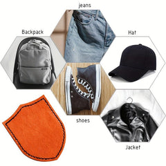 20 PCS Orange Pu Leather Patches Shield Row For Men