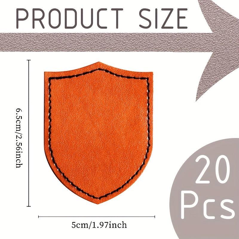 20 PCS Orange Pu Leather Patches Shield Row For Men