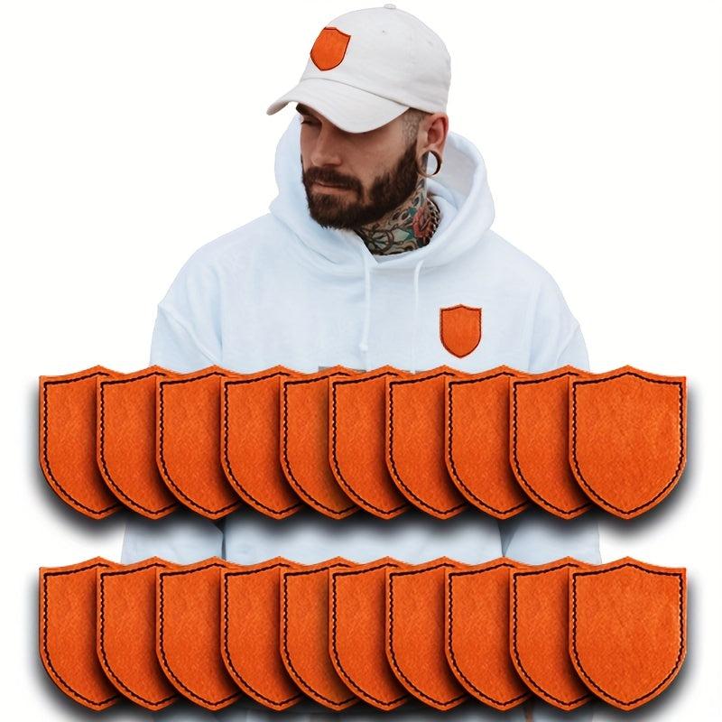 20 PCS Orange Pu Leather Patches Shield Row For Men