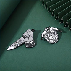 6pcs Cartoon Animal Alloy Badges Funny Horror Metal Brooch Costume