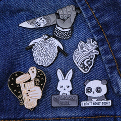 6pcs Cartoon Animal Alloy Badges Funny Horror Metal Brooch Costume