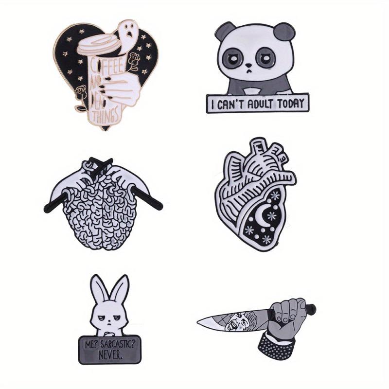 6pcs Cartoon Animal Alloy Badges Funny Horror Metal Brooch Costume