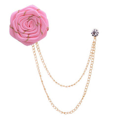 Men's Fabric Rose Flower Brooch Tassel Corsage