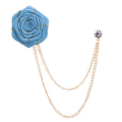 Men's Fabric Rose Flower Brooch Tassel Corsage