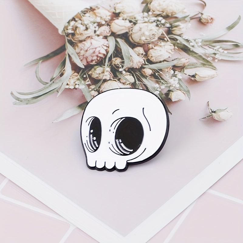 Retro Skull Head Brooch Enamel Alloy Badge Men Halloween Decoration