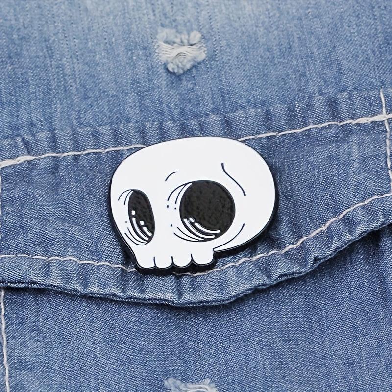Retro Skull Head Brooch Enamel Alloy Badge Men Halloween Decoration