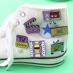 TV Film Photo Frame Magnetic Tape Playing Board Cartoon Brooch
