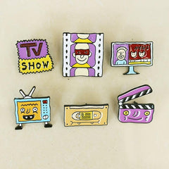 TV Film Photo Frame Magnetic Tape Playing Board Cartoon Brooch