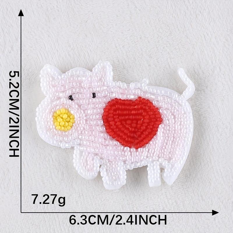 Nail Bead Pig Embroidery Patch For Girls Clothing DIY