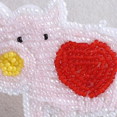 Nail Bead Pig Embroidery Patch For Girls Clothing DIY