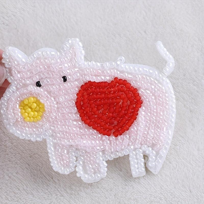 Nail Bead Pig Embroidery Patch For Girls Clothing DIY