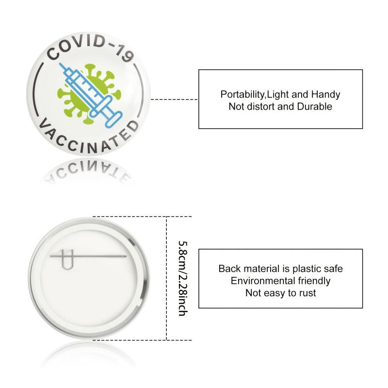 9 Pcs Vaccine Button Pins Covid 19 Vaccinated Pins Men's Women's Brooches