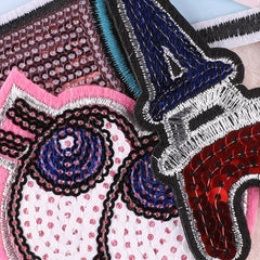 Sequin Embroidered Patches Set with Sewing Kit - DIY Cloth Stick