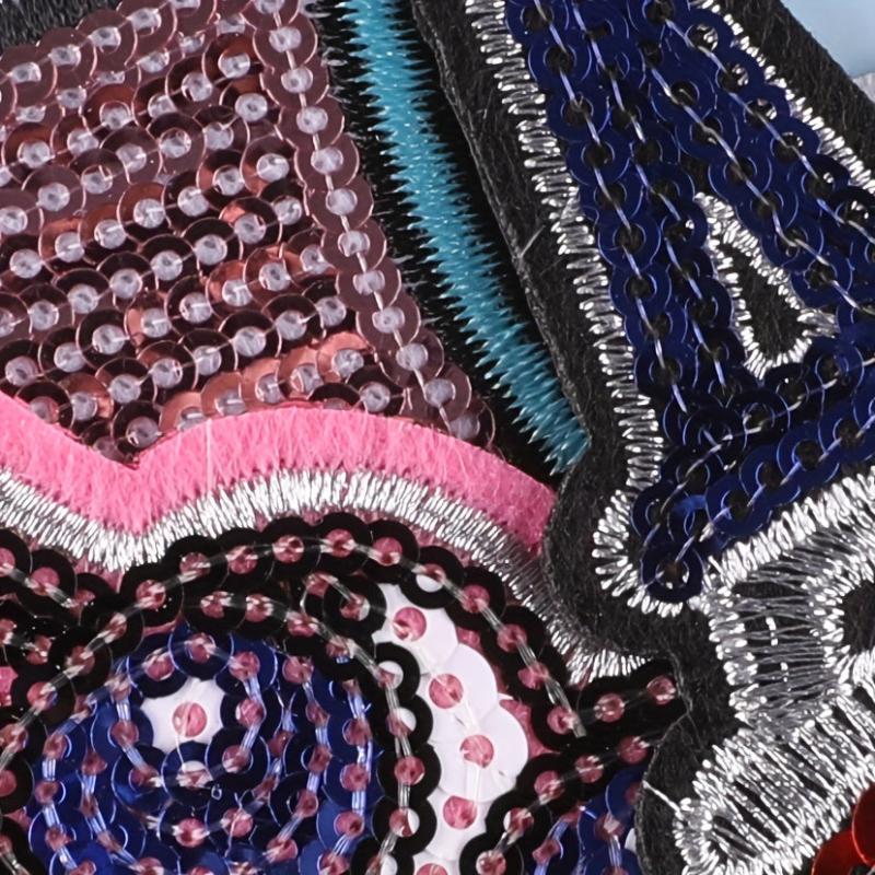 Sequin Embroidered Patches Set with Sewing Kit - DIY Cloth Stick