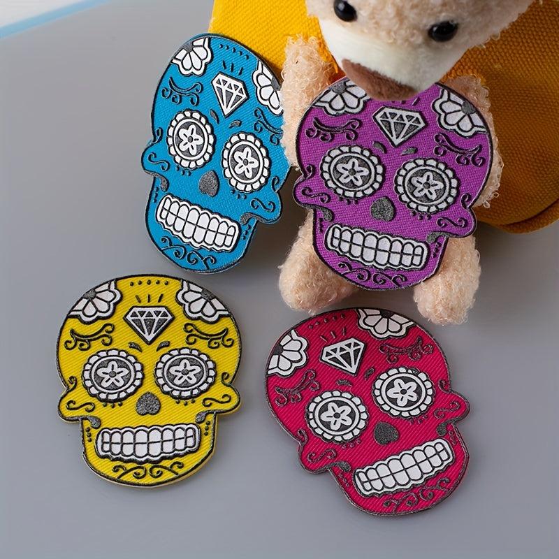 4pcs Ghost Face Iron On Patches Sew On Embroidered Applique Repair Patch DIY
