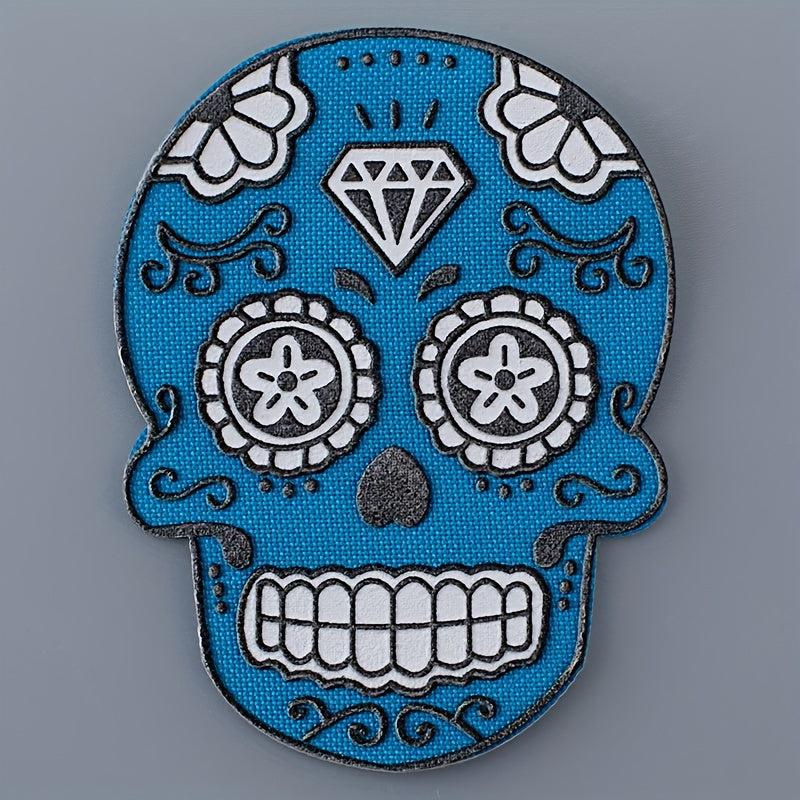 4pcs Ghost Face Iron On Patches Sew On Embroidered Applique Repair Patch DIY