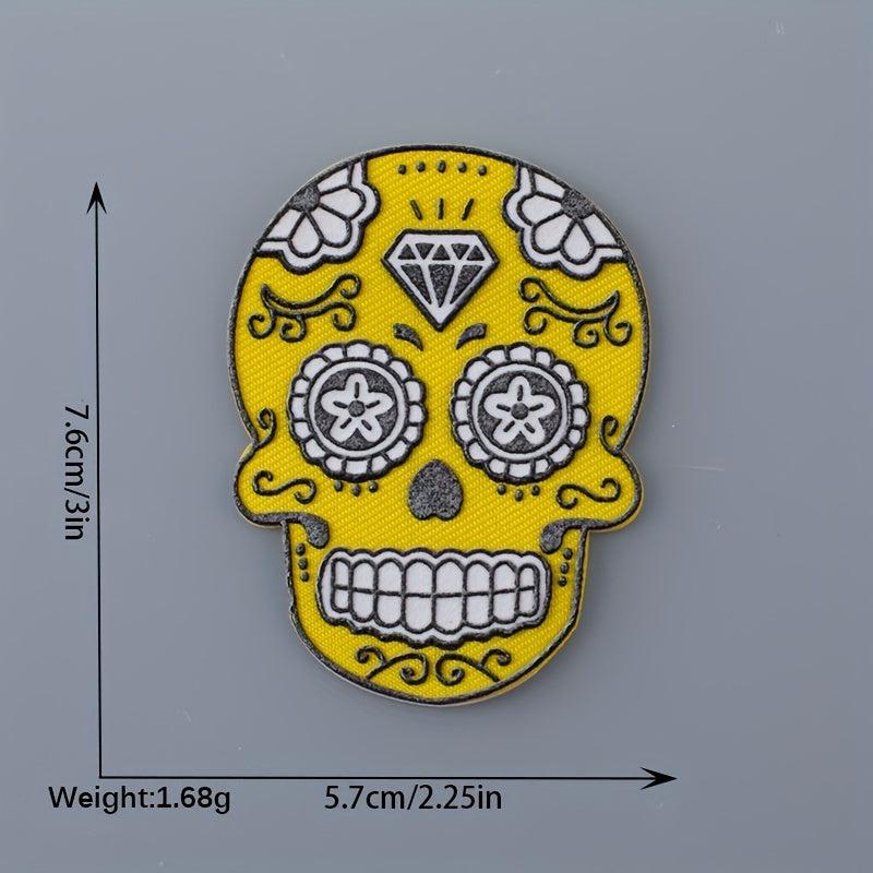 4pcs Ghost Face Iron On Patches Sew On Embroidered Applique Repair Patch DIY
