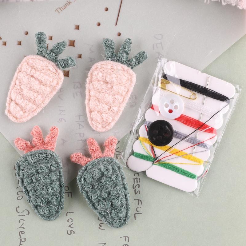 5pcs Plush Carrot Hair Accessories Patches for Girls Clothing Coat DIY