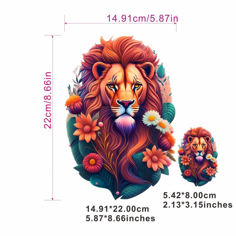 Colorful Lion Ironing Sticker For Men - DIY Heat Transfer