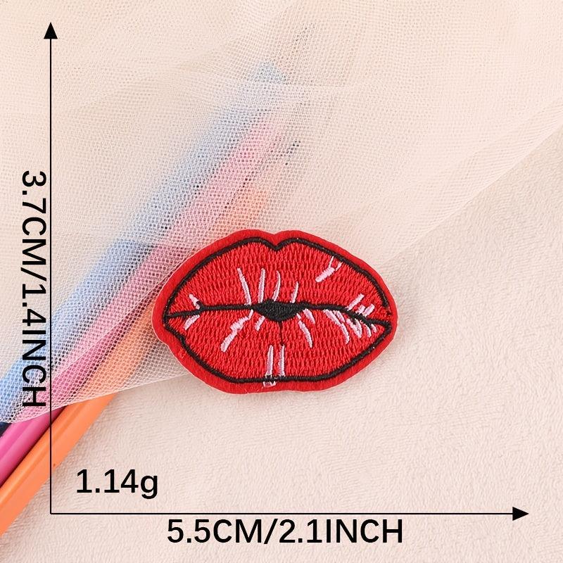 3pcs Letter Lip Embroidered Patch Iron On Sticker DIY Clothing Coat Accessories