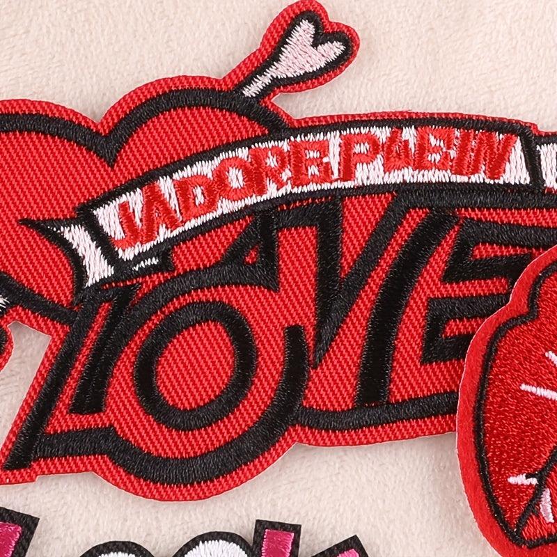 3pcs Letter Lip Embroidered Patch Iron On Sticker DIY Clothing Coat Accessories