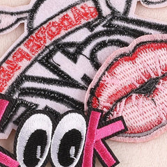 3pcs Letter Lip Embroidered Patch Iron On Sticker DIY Clothing Coat Accessories