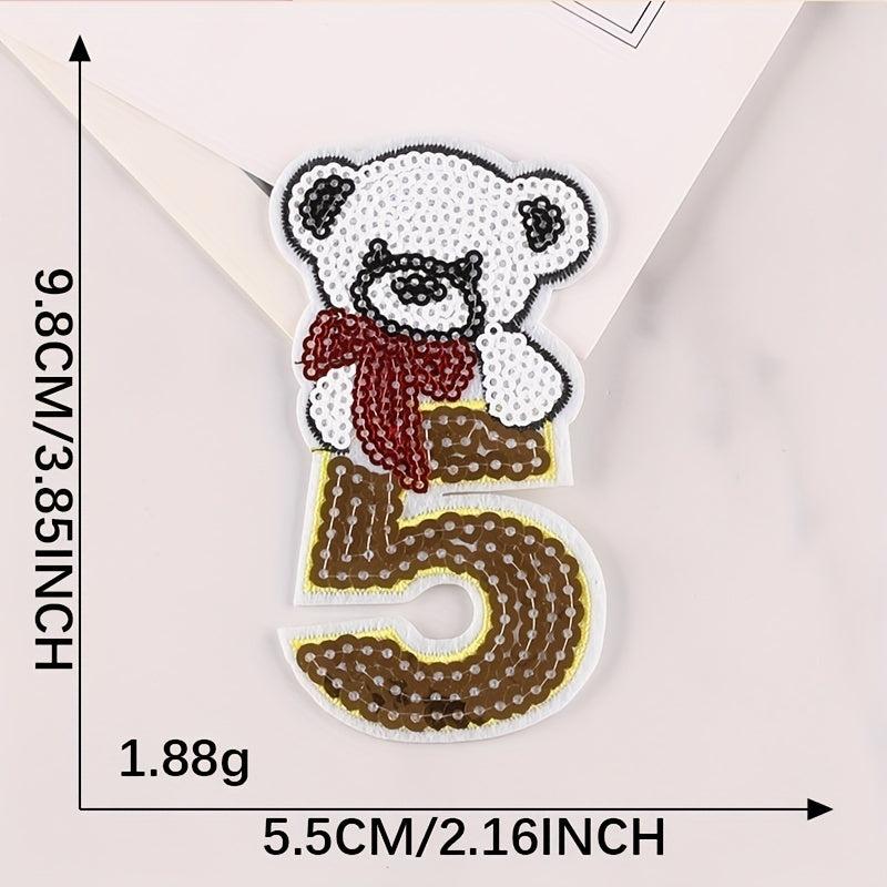 3pcs Sequin Number Embroidery Patches Iron on Patch