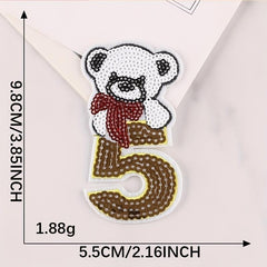 3pcs Sequin Number Embroidery Patches Iron on Patch