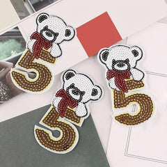 3pcs Sequin Number Embroidery Patches Iron on Patch