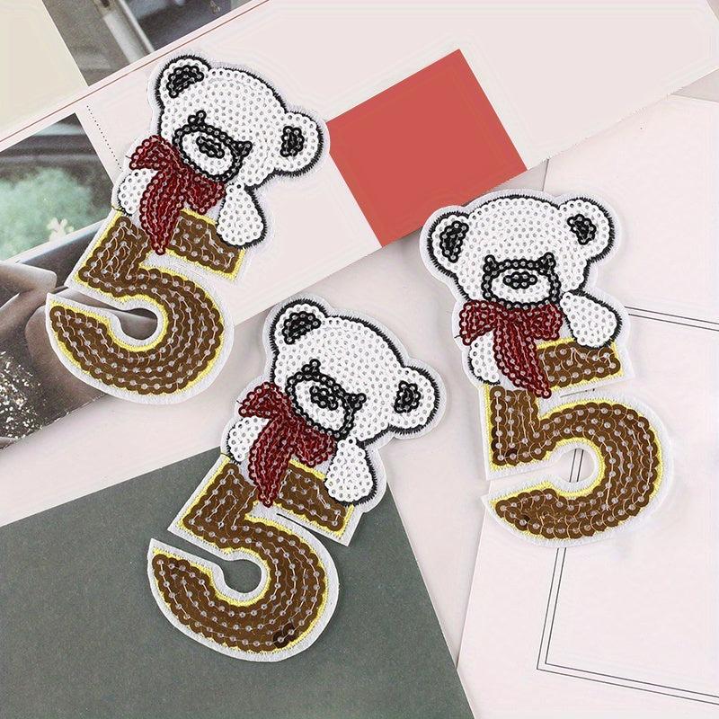 3pcs Sequin Number Embroidery Patches Iron on Patch