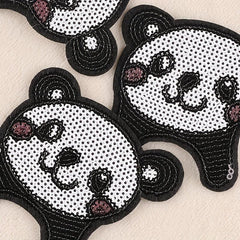 3pcs Sequined Panda Head Embroidery Patches Ironing Cloth Stickers
