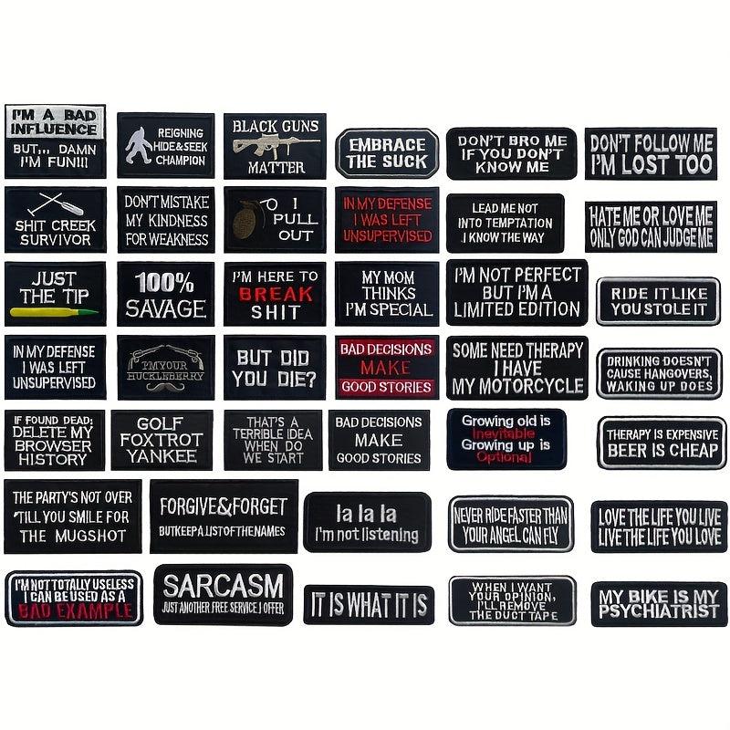 40pcs English Letter Embroidery Patches For Men Fashionable Arm Patches