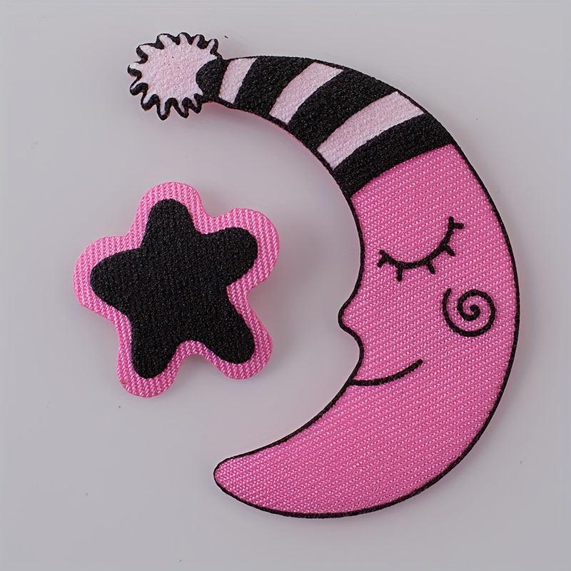 6PCS 3D Moon And Star Cloth Stickers Children's Clothing Decoration DIY Patch