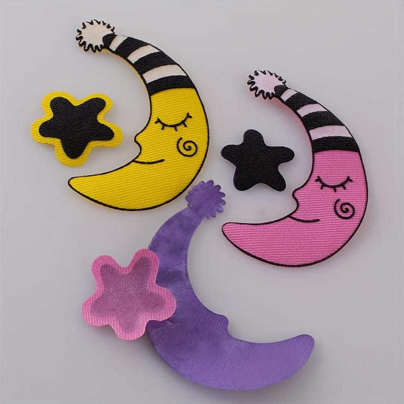 6PCS 3D Moon And Star Cloth Stickers Children's Clothing Decoration DIY Patch