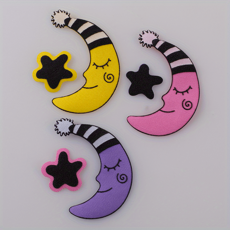6PCS 3D Moon And Star Cloth Stickers Children's Clothing Decoration DIY Patch