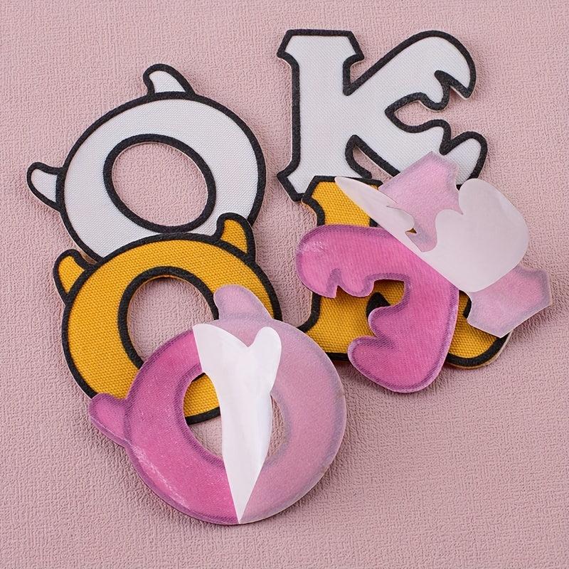 6PCS 3D Printing Letter Style Cloth Stickers - Creative Decorative Sewable Irona