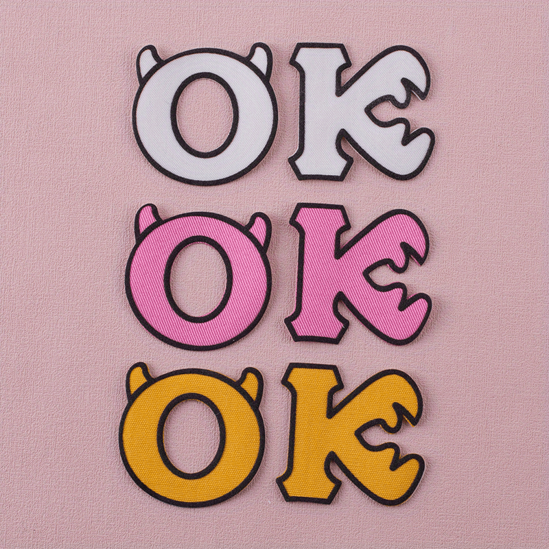6PCS 3D Printing Letter Style Cloth Stickers - Creative Decorative Sewable Irona