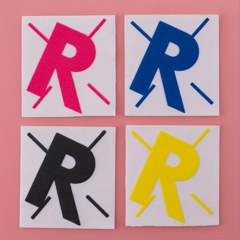4PCS 3D Printing Letter Style Self-Adhesive Stickers for School Bag & Phone Case